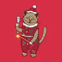 Drinking Cat Ugly Sweater - design