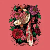 Koi and Peonies - design