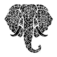 Ornate Elephant (Black on White) - design