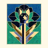 Bauhaus dog flower blue version - design