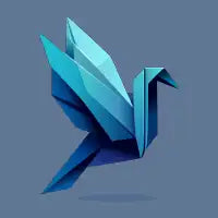 Blue origami bird - design