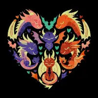 Cute dragons in a heart - design