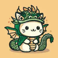 Cute kitten in a dragon costume - design