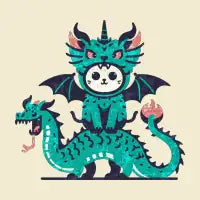 Dragon cat caught a dragon - design