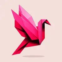 Red origami bird - design