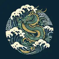 Vintage dragon wave - design