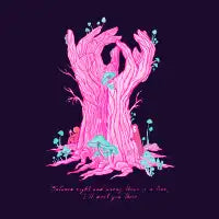 The Tree Hand. Rumi quote inspired "between right and wrong" - design