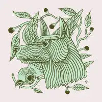Beast & Bird (with berries) T-Shirt - design