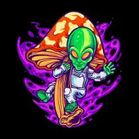 Alien Flying On A Magic Mushroom - design