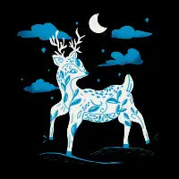 Moonlit Woodland Deer – Celestial Forest Fantasy Art - design
