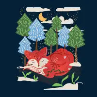 Woodland Fox Sleeping – Cozy Forest Animal Illustration - design