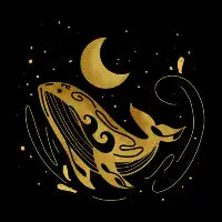 Vintage Golden Whale Moon – Celestial Ocean Night Art - design