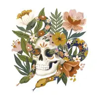 Moody Floral Snake Skull - design