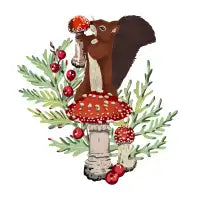 Squirrel in the mushrooms - design