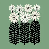 Black and White Cozy Flowers - design