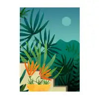 Tropical Moonlight Garden Fine Art Print - design