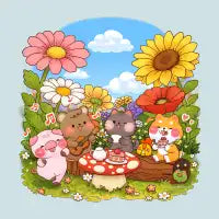 Cute Animals in Giant Flower Field - design