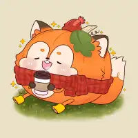 Cute Pumpkin Fox Drinking Coffee - design