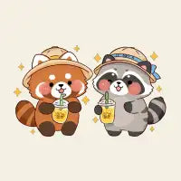 Cute Summer Red Panda & Raccoon - design