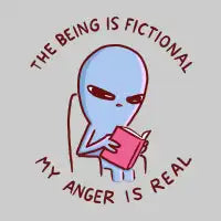 DARK TEXT VARIANT: STRANGE PLANET SPECIAL PRODUCT  THE BEING IS FICTIONAL MY ANGER IS REAL - design