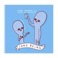 STRANGE PLANET SPECIAL PRODUCT: LONG BEING ON BLUE BACKGROUND - design