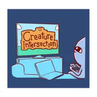 STRANGE PLANET: CREATURE INTERSECTION ON BLUE BACKGROUND - design