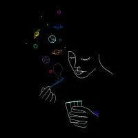 Playing with colorful bubbles - design