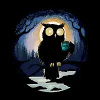 owl drinking coffee - design