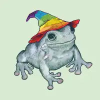 Pride Frog in Rainbow Witch Hat - design