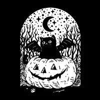 Cat Bat Pumpkin (B&W Variant) - design