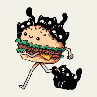 Cats and Burger T-Shirt - design