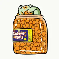 Cheese balls barrel with cute frog on top - design