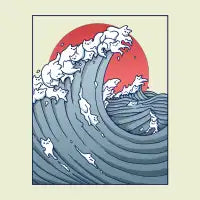 Ocean cat waves - design