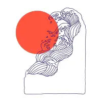 Summer sunset and ocean wave (Blue variant) - design
