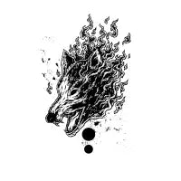 Wolf on fire (ink) - design