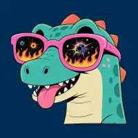 Dinosaur Space Sunglasses Flames Button - design