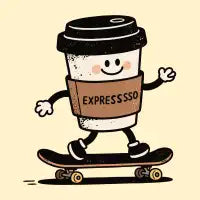 Fast Espresso Skate Coffee Cup Retro Cartoon - design