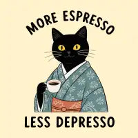 More Espresso Less Depresso Japanese Cat - design