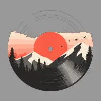 Retro Mountain Vinyl Record Explorecore - design