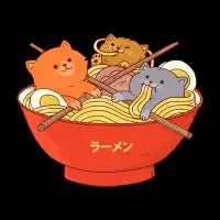 Ramen and cats (Black Variant) - design