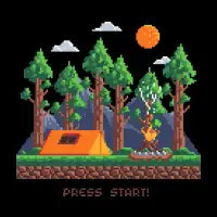 Press Start Camping - design