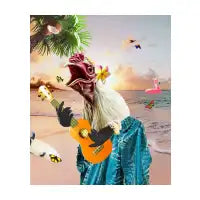 Aloha Hawaiian Chicken Playing Ukulele Beach Funny - design