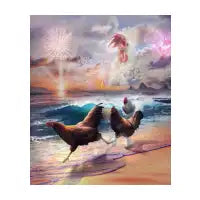 Beach Ocean Chickens, Clouds Spirit Chicken, Funny Majestic - design