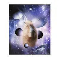 Capybara Face In Cosmic Galaxy Lightning Moon Space - design