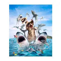 Cat Riding Sharks - design
