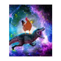Chicken Riding Dinosaur In Space - design