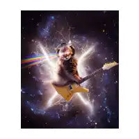 Laser Cat Riding Guitar In Outer Space Galaxy Lightning - design