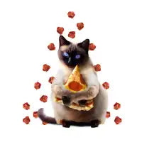 Siamese Cat Kitty Kitten Eating Pizza, Funny Cute - design