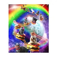 Space Galaxy Laser Lazer Cat Cats Burger Donut Pizza Rainbow - design