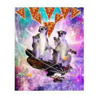 Space Galaxy Lemur - Rave Lemurs With Pizza - design
